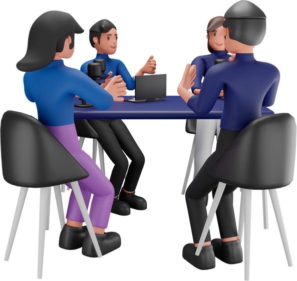 3d Podcast team doing discussion