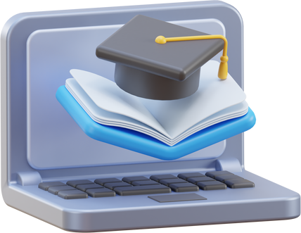 Online Learning and Online Graduation 3D Icon